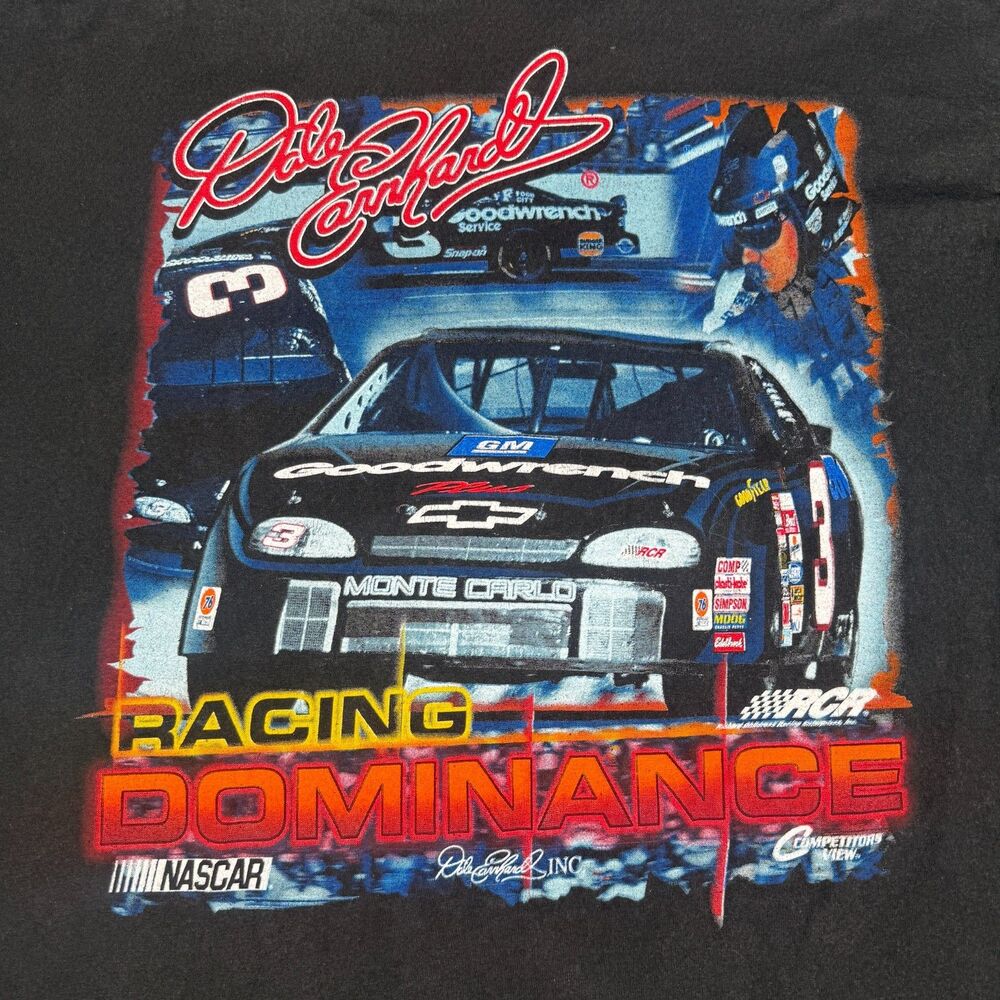 VTG 90s Dale Earnhardt Shirt Mens XL Black NASCAR Racing Dominance Tee USA Made